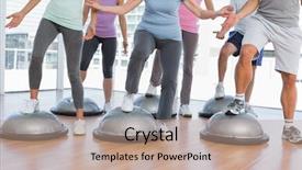  Presentation with exercise class - Slide set enhanced with people doing power fitness exercise background and a coral colored foreground