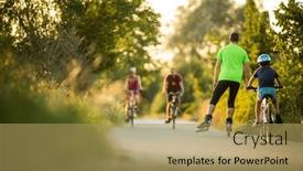  Presentation with biking - PPT theme featuring people-doing-sports background and a yellow colored foreground