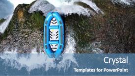  Presentation with water river - Presentation theme enhanced with people doing white water rafting background and a teal colored foreground