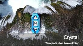  Presentation with water river - Beautiful presentation theme featuring people doing white water rafting backdrop and a dark gray colored foreground