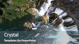  Presentation with water river - Colorful slides enhanced with people doing white water rafting backdrop and a ocean colored foreground