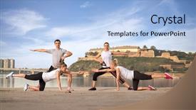  Presentation with workout - Cool new slide deck with people doing workout outdoor next backdrop and a  colored foreground