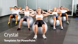  Presentation with group of diverse people - Cool new presentation theme with people doing workout with fitness backdrop and a gray colored foreground