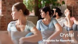  Presentation with spinal - Cool new slides with people doing yoga seated spinal backdrop and a coral colored foreground