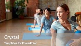  Presentation with spinal - Beautiful presentation featuring people doing yoga seated spinal backdrop and a coral colored foreground