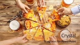  Presentation with friends eating and drinking wine - PPT layouts with people drinking beer and eating background and a  colored foreground