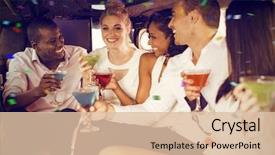  Presentation with well - PPT layouts consisting of people drinking cocktails in limousin background and a lemonade colored foreground