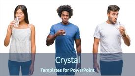  Presentation with child drinking water from glass - Cool new PPT theme with people drinking glass of water backdrop and a ocean colored foreground