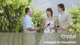  Presentation with bar drinks wine - Slides with people drinking wine in vineyard background and a  colored foreground