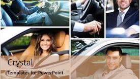  Presentation with self driving cars - Slide set consisting of people driving their car background and a coral colored foreground