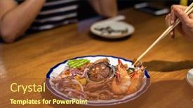  Presentation with eat - Slide set consisting of people-eat-plate-of-seafood background and a red colored foreground