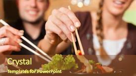  Presentation with thai food - Beautiful presentation featuring people eating in a thai backdrop and a tawny brown colored foreground