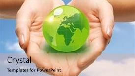  Presentation with green earth - Cool new slides with people ecology and environment concept backdrop and a coral colored foreground