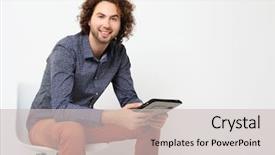  Presentation with tehnology - Slide deck enhanced with people education and tehnology concept background and a light gray colored foreground