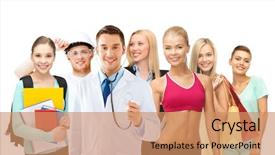  Presentation with professional development education - Cool new theme with people education and profession concept backdrop and a  colored foreground