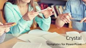  Presentation with school technology - Beautiful PPT layouts featuring people education technology and exam backdrop and a soft green colored foreground