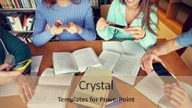  Presentation with school technology - Beautiful theme featuring people education technology and exam backdrop and a  colored foreground