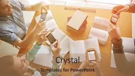  Presentation with technology education - Colorful PPT layouts enhanced with people education technology and exam backdrop and a coral colored foreground