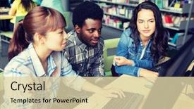  Presentation with international education - Amazing PPT theme having people education technology and school backdrop and a lemonade colored foreground