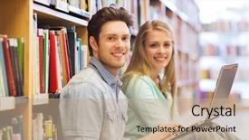  Presentation with school technology - Audience pleasing slide set consisting of people education technology and school backdrop and a coral colored foreground