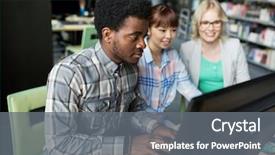  Presentation with school technology - Presentation theme with people education technology and school background and a gray colored foreground