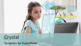  Presentation with technology education - PPT layouts consisting of people education and technology concept background and a light blue colored foreground