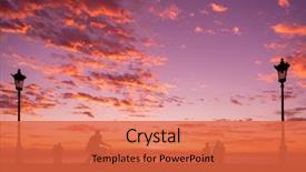  Presentation with people enjoying - Beautiful presentation theme featuring people enjoying a walk backdrop and a red colored foreground