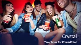  Presentation with people enjoying - Audience pleasing slides consisting of people enjoying amazing party backdrop and a navy blue colored foreground