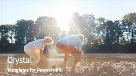  Presentation with rear view of bodyguard - Slides with people enjoying retirement and simplicity background and a coral colored foreground
