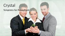  Presentation with business growing - Presentation theme with business team holding a fresh background and a sky blue colored foreground