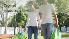  Presentation with reusable - Beautiful theme featuring young couple with reusable bags backdrop and a mint green colored foreground