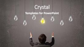  Presentation with light bulbs - Beautiful PPT theme featuring people environment - businness guy in front backdrop and a gray colored foreground