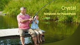  Presentation with spring photo album - Beautiful PPT theme featuring people environment - photo of grandfather and grandson backdrop and a tawny brown colored foreground