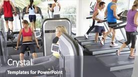  Presentation with busy - Beautiful PPT layouts featuring people exercising on machine backdrop and a gray colored foreground