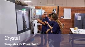  Presentation with cnc machine - Cool new slide set with people factory - engineer training apprentices on cnc backdrop and a  colored foreground