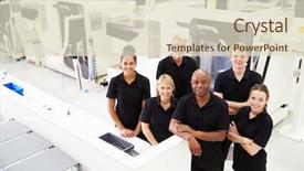  Presentation with cnc - PPT theme enhanced with people factory - high angle view of engineering background and a lemonade colored foreground