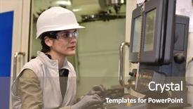  Presentation with industrial electronic - Beautiful slide set featuring people factory - industrial worker programming electronic machine backdrop and a violet colored foreground