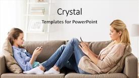  Presentation with internet addiction - Cool new presentation theme with people family and internet addiction backdrop and a white colored foreground