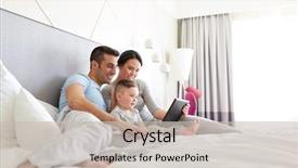  Presentation with hotel technology - Slide deck with people family and technology concept background and a light gray colored foreground