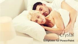  Presentation with happiness - Beautiful PPT theme featuring people family bedtime and happiness concept - happy couple sleeping and hugging in bed at home backdrop and a lemonade colored foreground