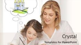  Presentation with work family - Cool new PPT theme with people family education childhood backdrop and a  colored foreground