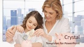  Presentation with family - Colorful PPT layouts enhanced with people family finances and savings backdrop and a lemonade colored foreground