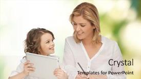  Presentation with green notebook - Theme with people family home education children background and a lemonade colored foreground