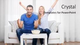  Presentation with family - Slide set with people family and leisure concept background and a light gray colored foreground