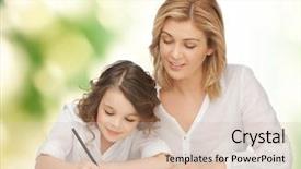  Presentation with school family - Theme with people family school home education background and a soft green colored foreground