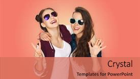  Presentation with living coral - Cool new PPT layouts with people fashion and summer concept backdrop and a coral colored foreground