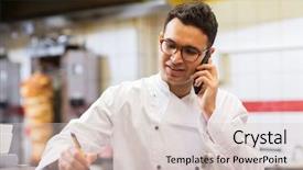  Presentation with food order - Cool new PPT theme with people fast food and cooking backdrop and a lemonade colored foreground