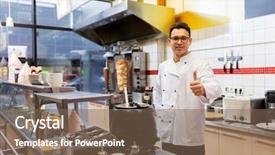  Presentation with fast food - Presentation theme having people fast food and cooking background and a violet colored foreground