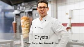  Presentation with container fast food packaging - Amazing PPT theme having people fast food and cooking backdrop and a light gray colored foreground