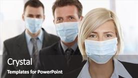  Presentation with flu virus - PPT theme consisting of people fearing h1n1 swine flu background and a dark gray colored foreground